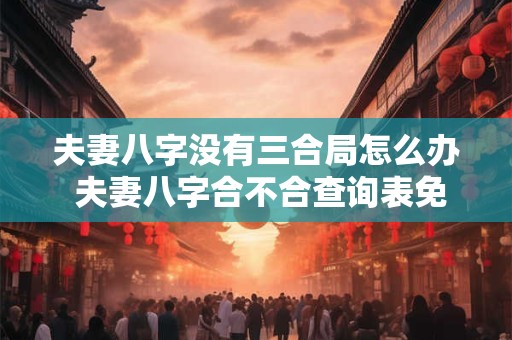 夫妻八字没有三合局怎么办 夫妻八字合不合查询表免费