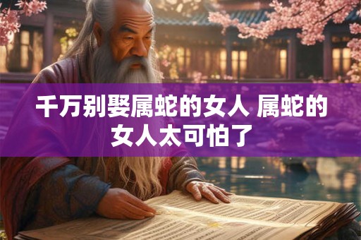 千万别娶属蛇的女人 属蛇的女人太可怕了