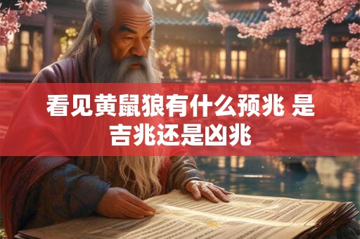 看见黄鼠狼有什么预兆 是吉兆还是凶兆