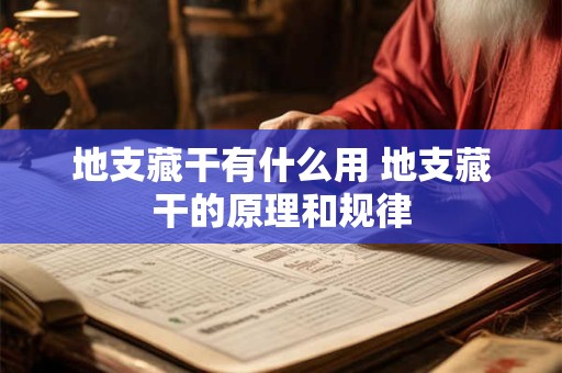 地支藏干有什么用 地支藏干的原理和规律