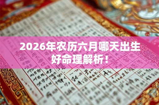 2026年农历六月哪天出生好命理解析！