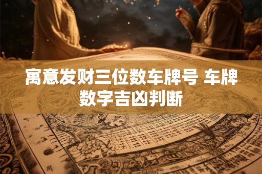 寓意发财三位数车牌号 车牌数字吉凶判断
