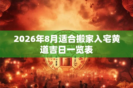 2026年8月适合搬家入宅黄道吉日一览表