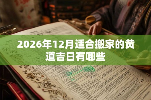 2026年12月适合搬家的黄道吉日有哪些