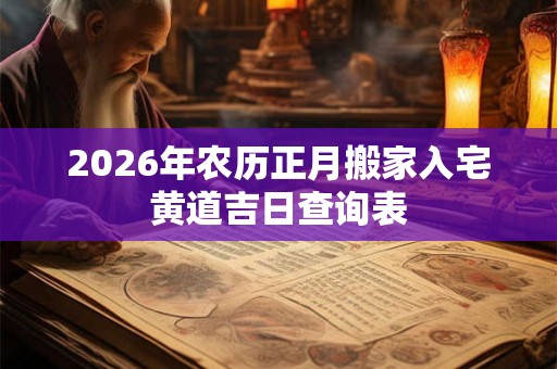 2026年农历正月搬家入宅黄道吉日查询表