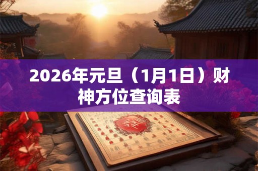 2026年元旦(1月1日)财神方位查询表 2026年元旦(1月1日)财神方位查询表