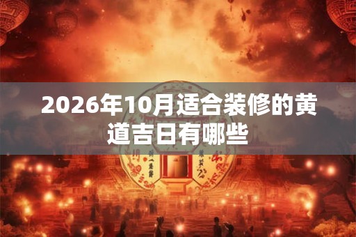 2026年10月适合装修的黄道吉日有哪些 2026年10月适合装修的黄道吉日有哪些