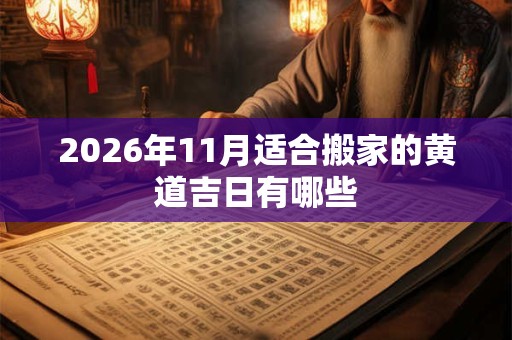 2026年11月适合搬家的黄道吉日有哪些