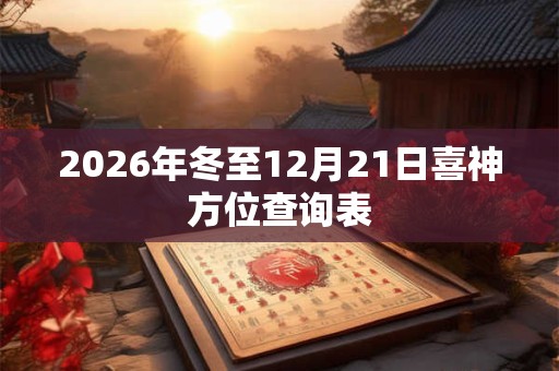 2026年冬至12月21日喜神方位查询表