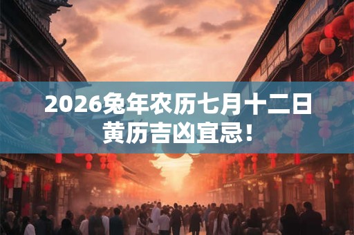 2026兔年农历七月十二日黄历吉凶宜忌! 2026兔年农历七月十二日黄历吉凶宜忌!