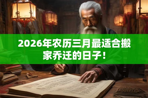 2026年农历三月最适合搬家乔迁的日子! 2026年农历三月最适合搬家乔迁的日子!