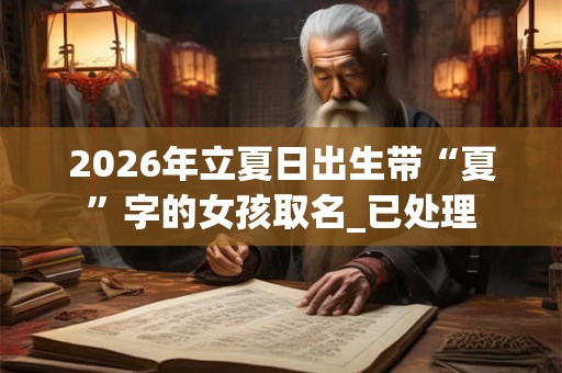 2026年立夏日出生带“夏”字的女孩取名_已处理