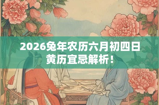 2026兔年农历六月初四日黄历宜忌解析！