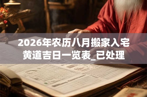 2026年农历八月搬家入宅黄道吉日一览表_已处理