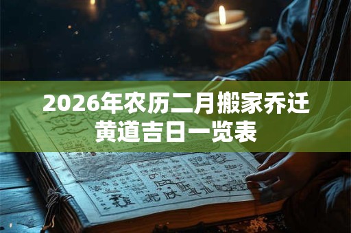 2026年农历二月搬家乔迁黄道吉日一览表