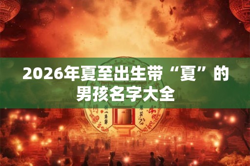 2026年夏至出生带“夏”的男孩名字大全