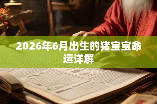 2026年6月出生的猪宝宝命运详解 2026年6月出生的猪宝宝命运详解