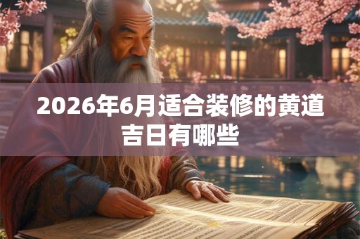 2026年6月适合装修的黄道吉日有哪些 2026年6月适合装修的黄道吉日有哪些