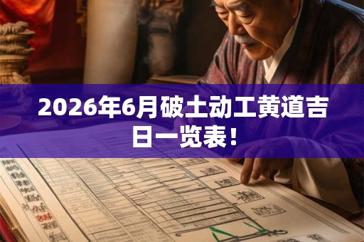 2026年6月破土动工黄道吉日一览表! 2026年6月破土动工黄道吉日一览表!
