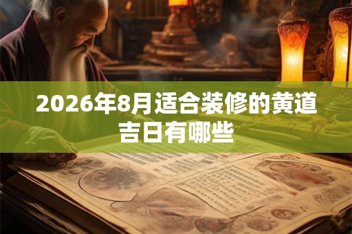 2026年8月适合装修的黄道吉日有哪些