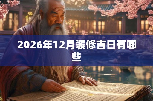 2026年12月装修吉日有哪些