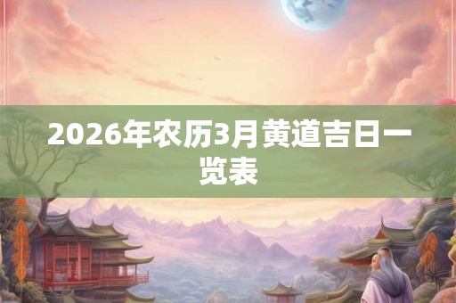 2026年农历3月黄道吉日一览表