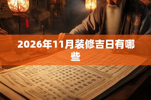 2026年11月装修吉日有哪些