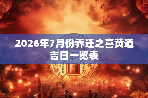 2026年7月份乔迁之喜黄道吉日一览表