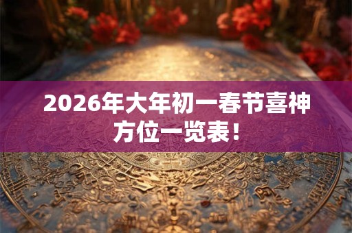 2026年大年初一春节喜神方位一览表！