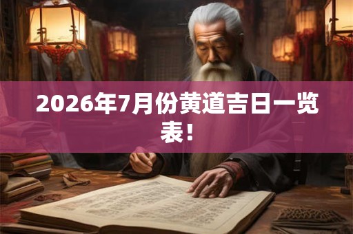 2026年7月份黄道吉日一览表！