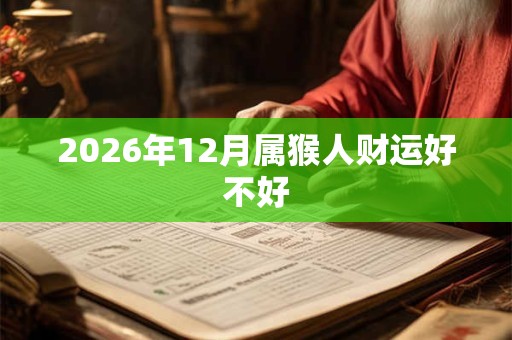 2026年12月属猴人财运好不好