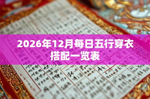 2026年12月每日五行穿衣搭配一览表