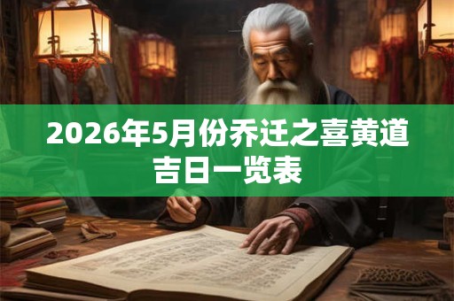 2026年5月份乔迁之喜黄道吉日一览表