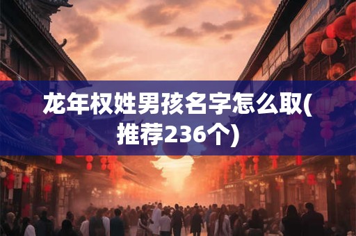 龙年权姓男孩名字怎么取(推荐236个)