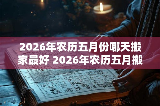 2026年农历五月份哪天搬家最好 2026年农历五月搬家宜何时