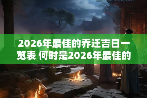 2026年最佳的乔迁吉日一览表 何时是2026年最佳的乔迁吉日