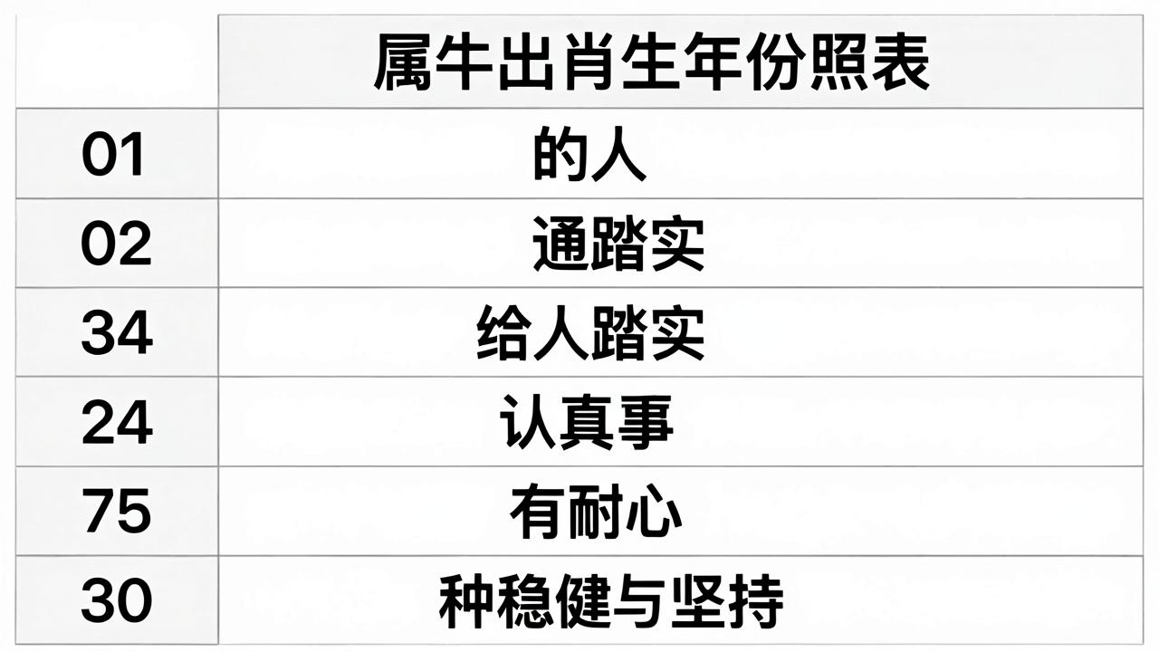属牛的出生年份对照表 属牛的哪年出生