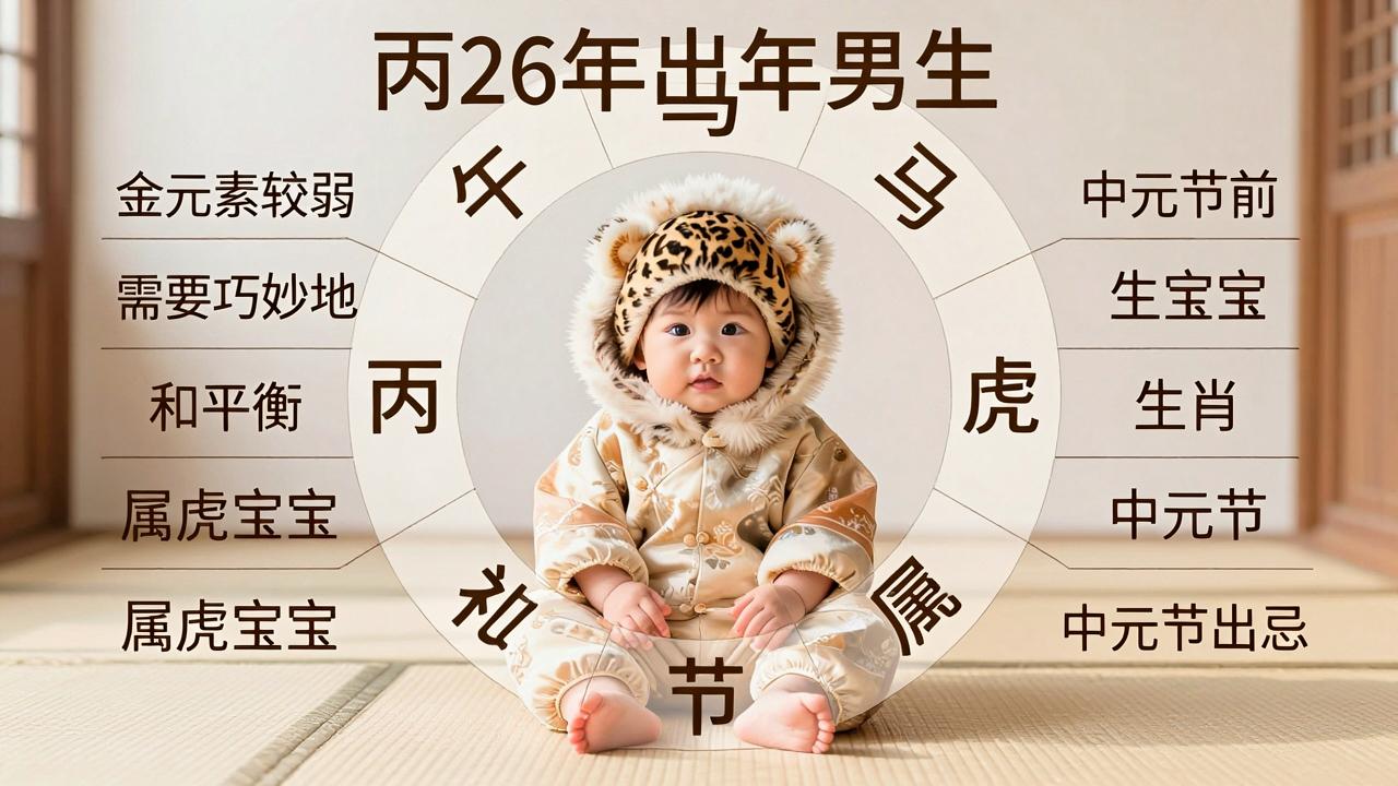 2026年中元节出生属虎男孩五行缺金取名