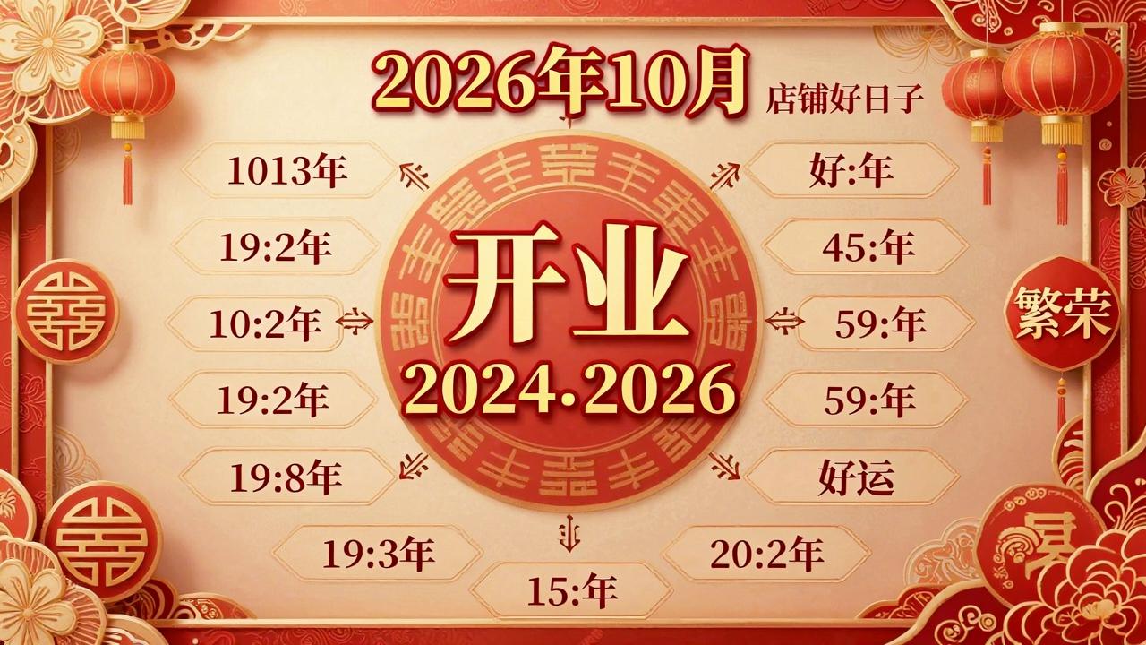 2026年10月店铺开业吉日好日子一览表