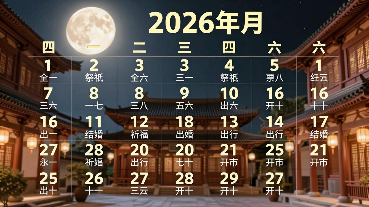 2026年农历2月黄道吉日一览表